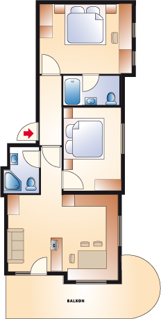 Skizze Apartment Rubin im Acasa Fiss