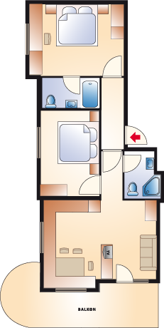 Skizze Apartment Smaragd im Acasa Fiss