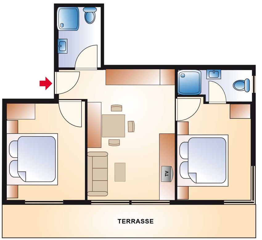 Skizze Apartment Saphier im Acasa Fiss