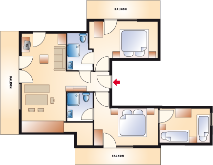 Grundriss Apartment Diamant im Acasa Fiss